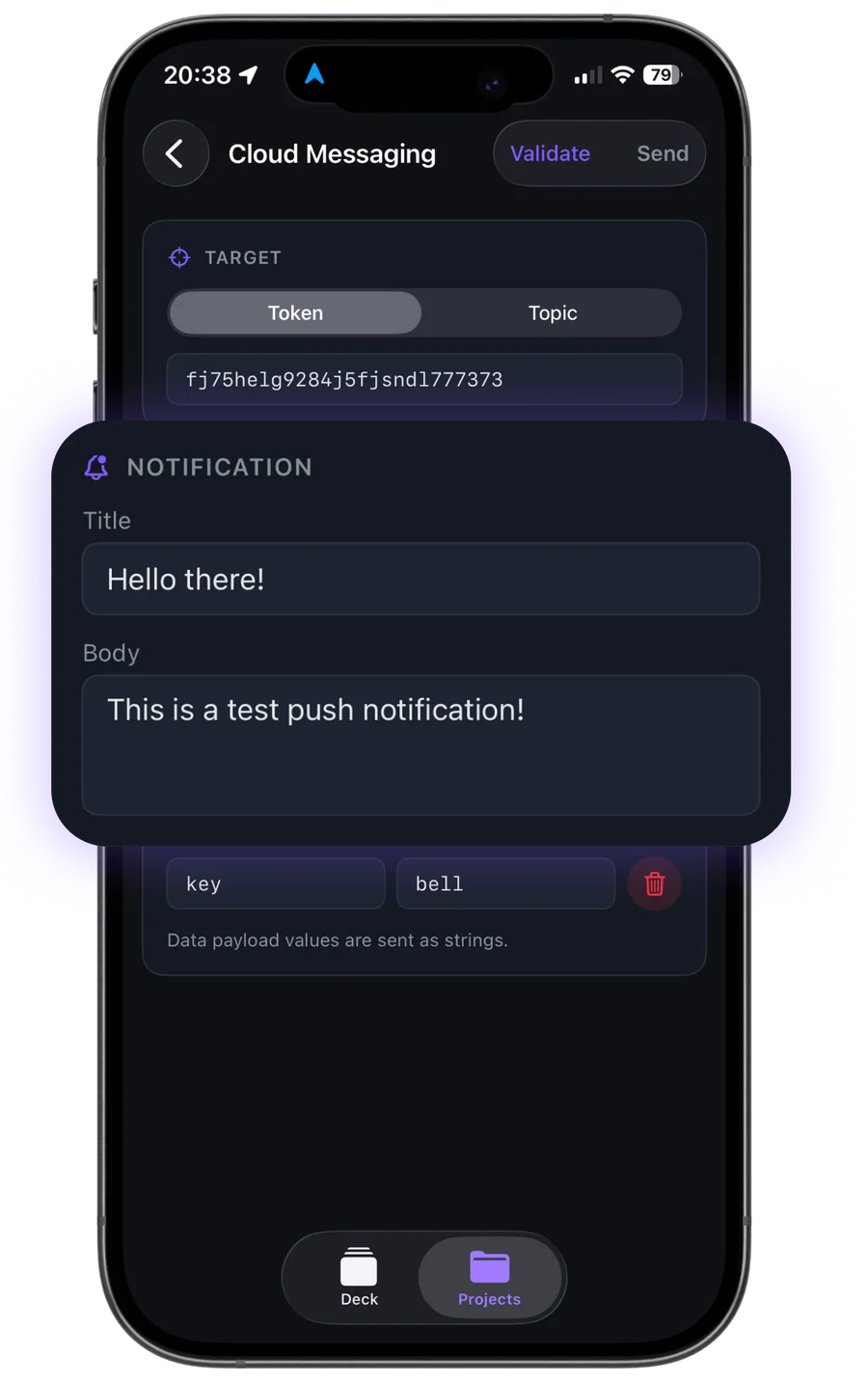 Cloud Messaging in Firedeck on iPhone